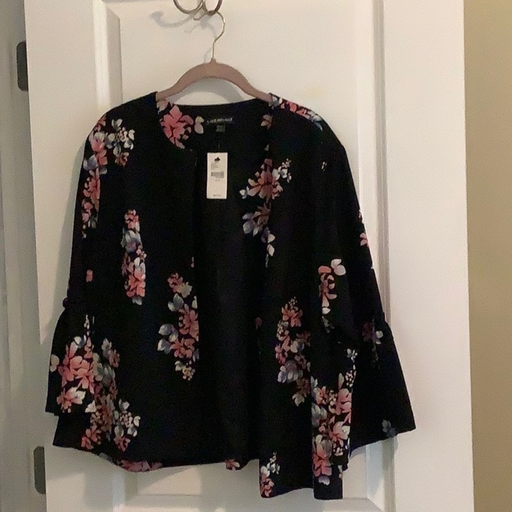 Lane Bryant Black Floral Kimono